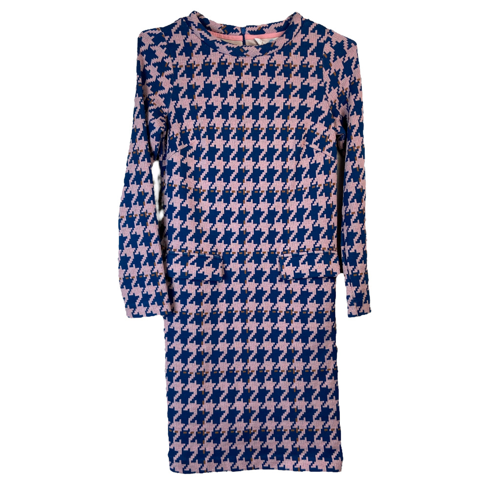 Boden Pink & Blue Houndstooth Mini Dress 2